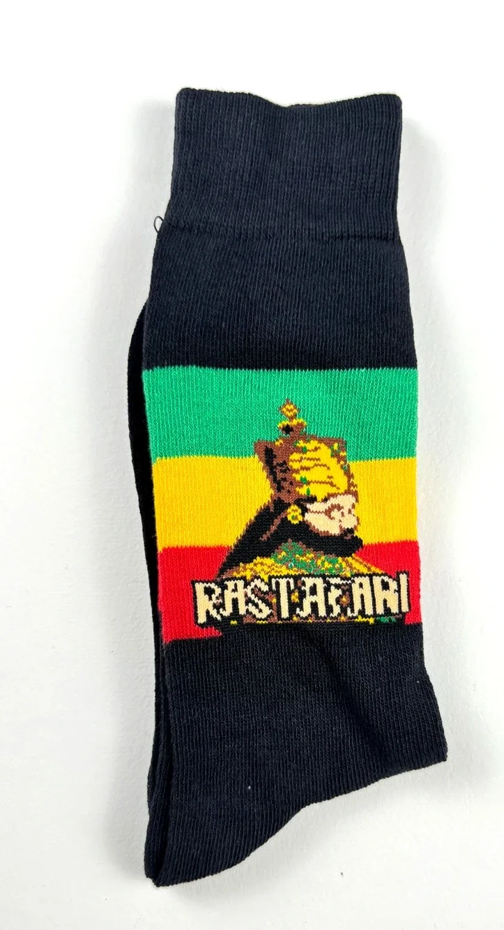 1 Pair Casual Crew Socks Rasta Colors Weed Leaf Ganja Hip Hop Rasta SZ 10-13